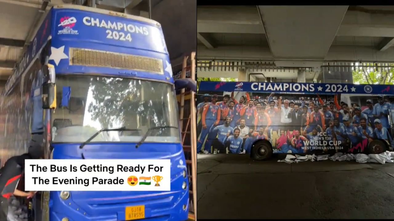 Team India victory parade bus