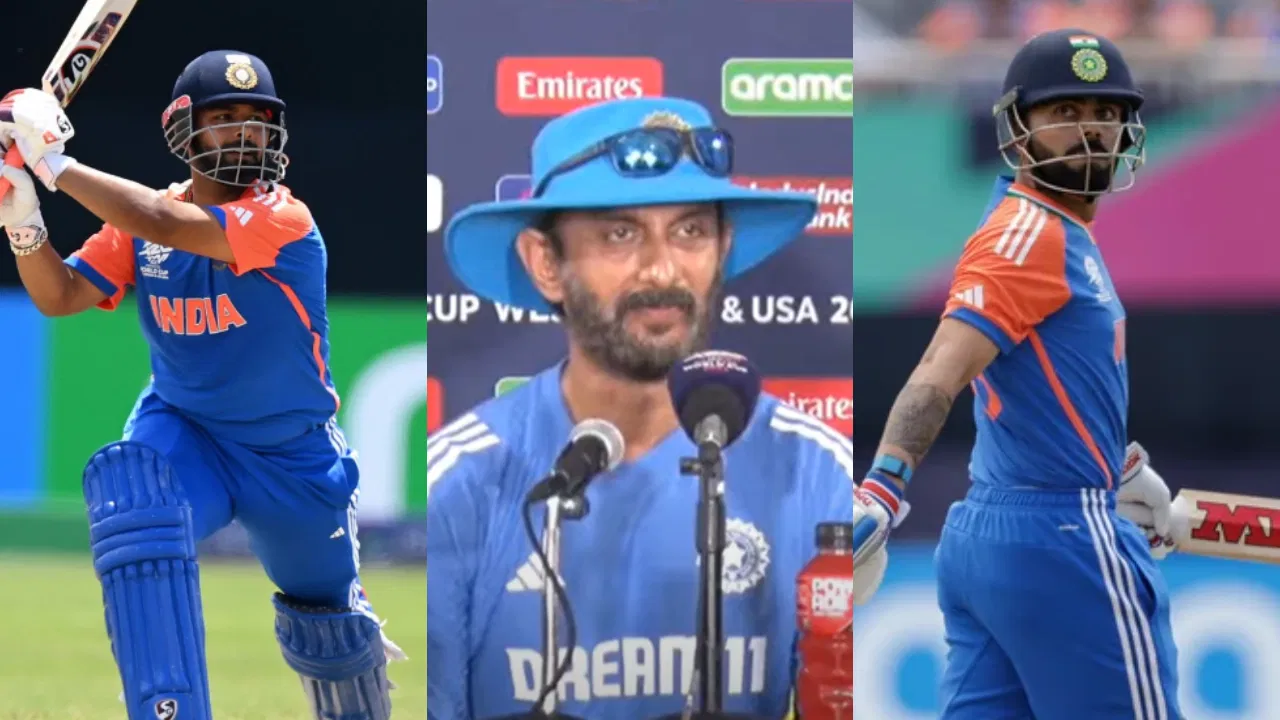 Rishabh Pant, Vikram Rathour and Virat Kohli