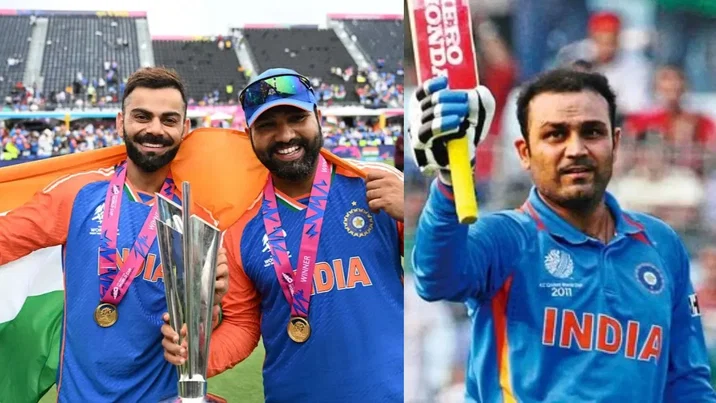 Virender Sehwag, Rohit Sharma and Virat Kohli