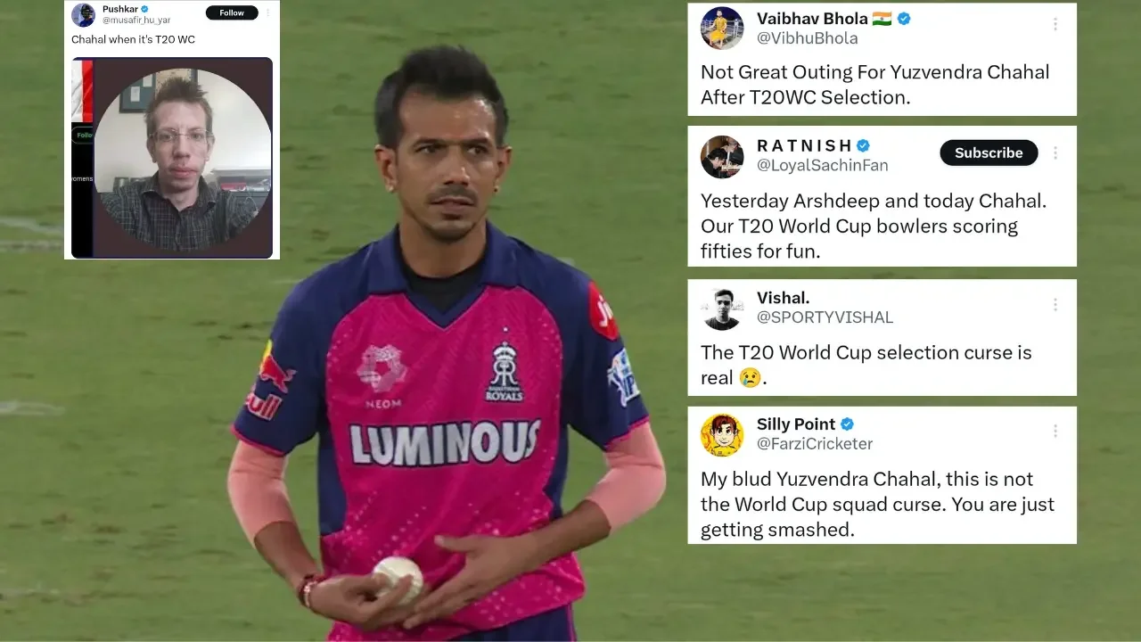 SRH vs RR: "Selection curse continues" - Twitter reacts as Yuzvendra Chahal bowls his most expensive IPL spell after T20 WC selection