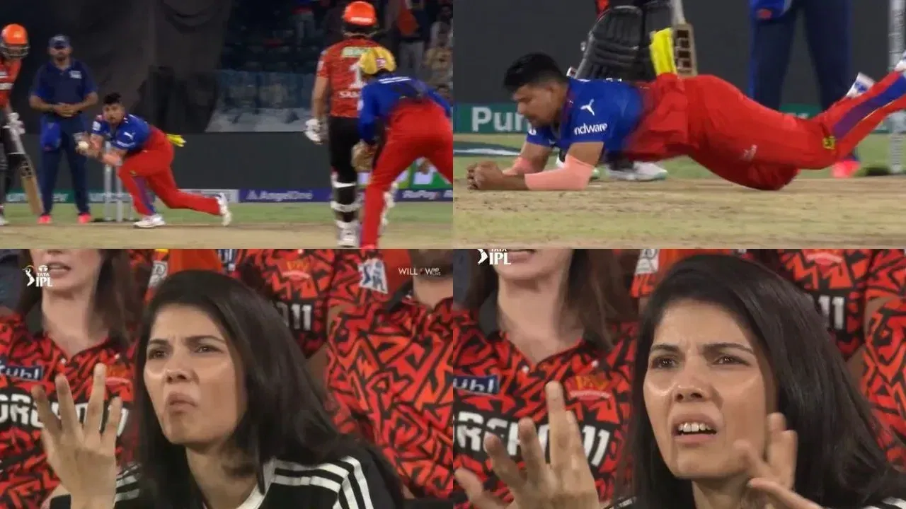 Kavya Maran looks unimpressed as Karn Sharma takes diving catch