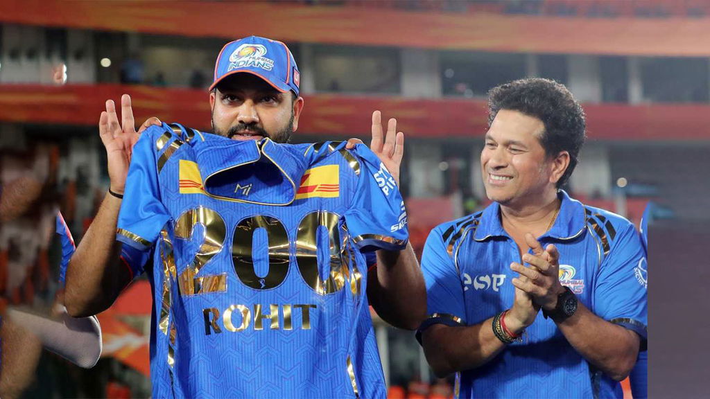 Rohit Sharma Receives A Special Jersey From Sachin Tendulkar For His 200th IPL Game As A Mumbai Indians Player