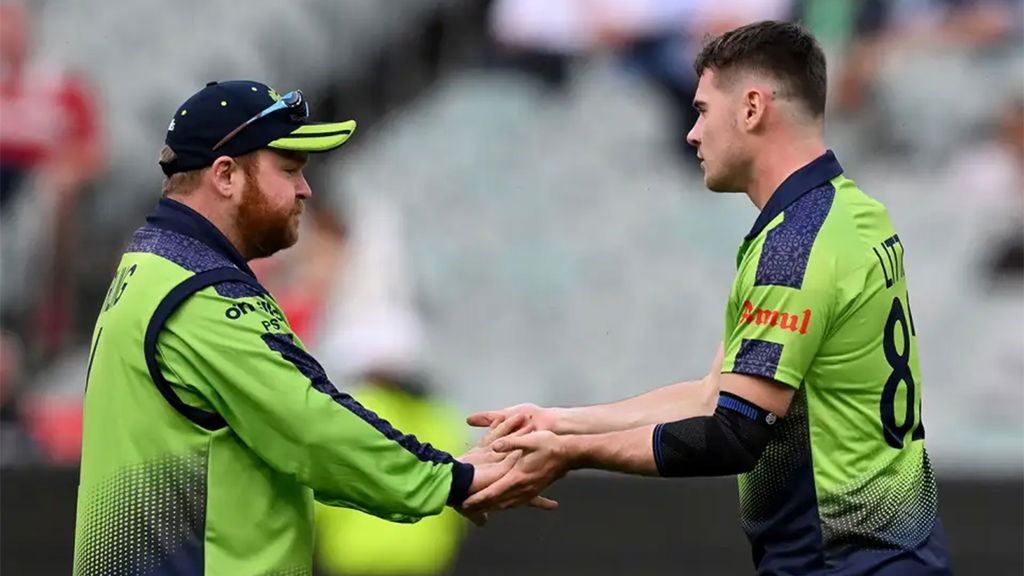 Josh Little And Paul Stirling Celebrate The Early Wicket Of Jos Buttler