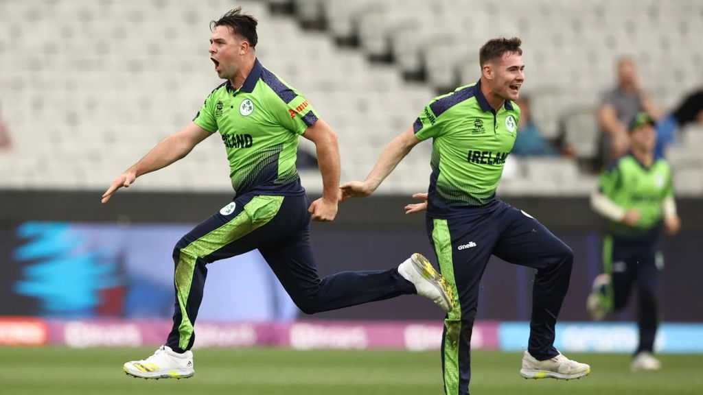 Fionn Hand And Josh Little Celebrate After The Former Bowls Ben Stokes