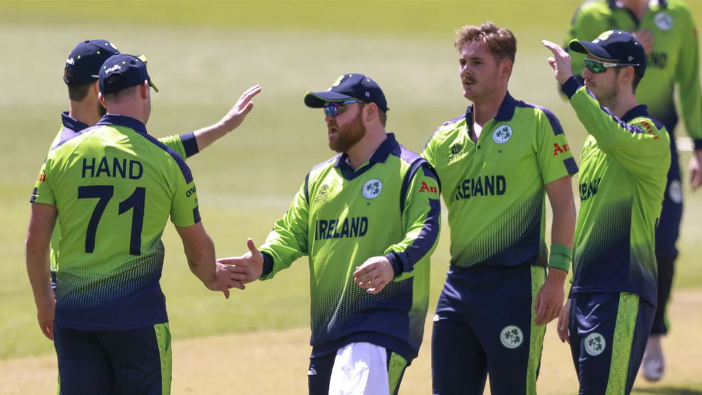 Mark Adair Celebrates Along With Team Mates After Dismissing Finn Allen