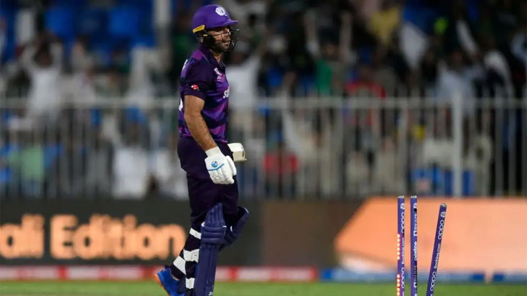 A Dejected Kyle Coetzer Looks Back At His Shattered Stumps