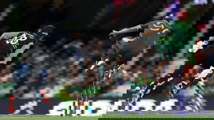 A direct hit from Shadab Khan caught Devon Conway short