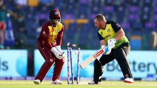 Aaron Finch is bowled