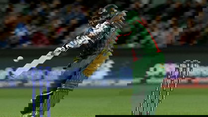 Litton Das biffs the ball to the off side