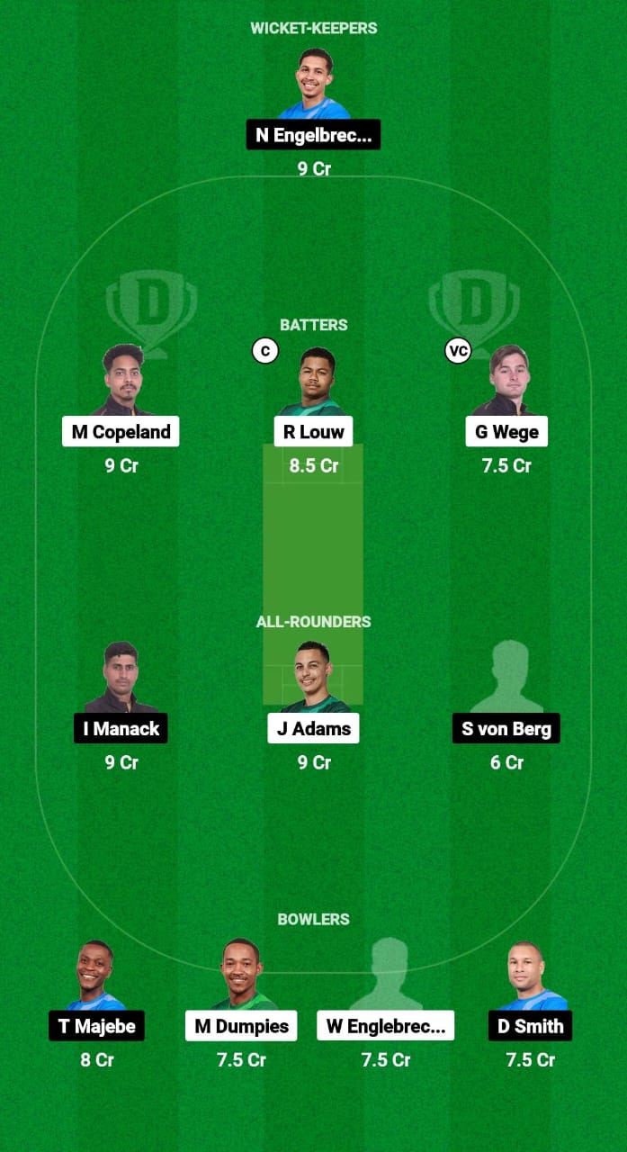 WEW vs WCB Dream11 Prediction Fantasy Cricket Tips Dream11 Team South Africa Boland T10 League 2024 