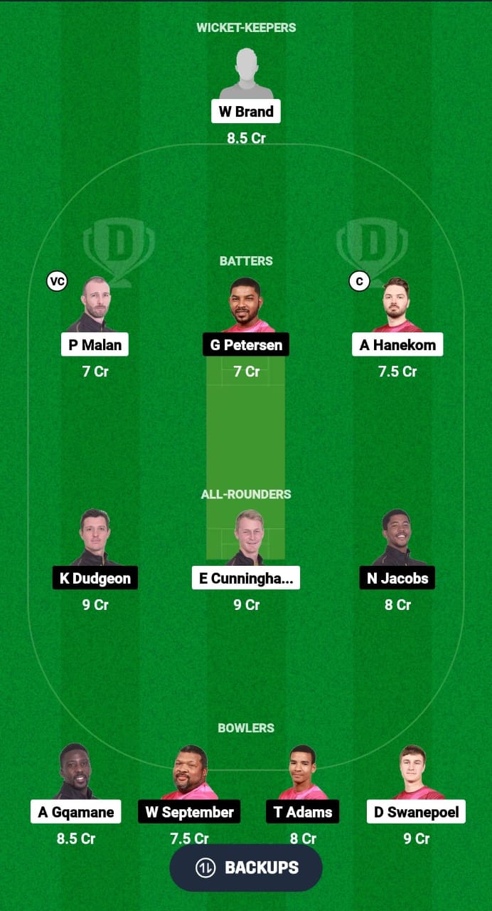 SK vs PR Dream11 Prediction Fantasy Cricket Tips Dream11 Team South Africa Boland T10 League 2024 