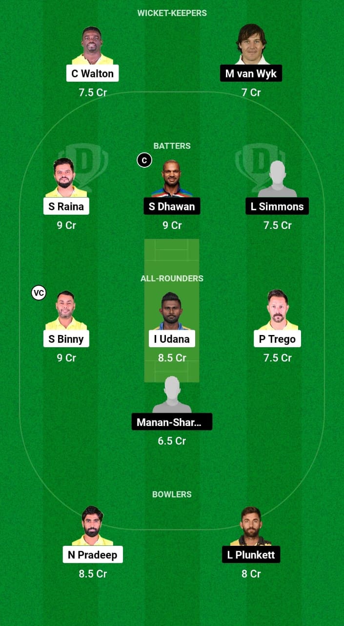 TOH vs GJG Dream11 Prediction Fantasy Cricket Tips Dream11 Team Legends League T20 2024 