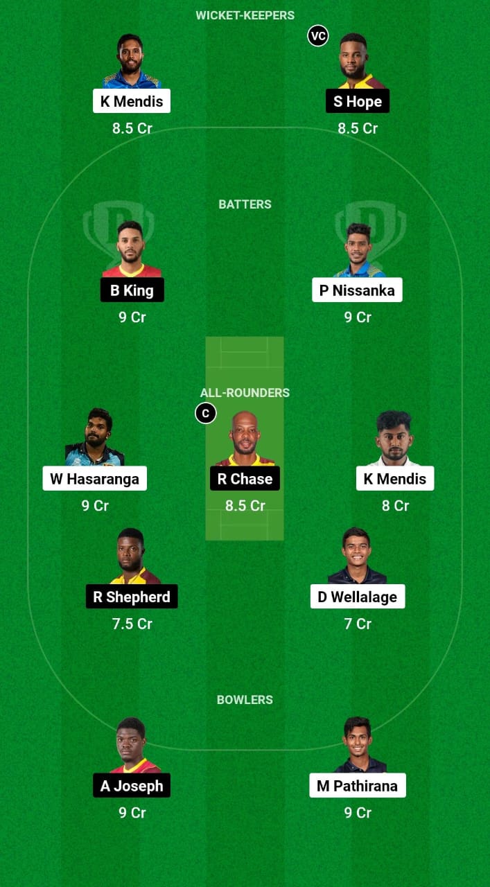 SL vs WI Dream11 Prediction Fantasy Cricket Tips Dream11 Team West Indies Tour of Sri Lanka 2024 