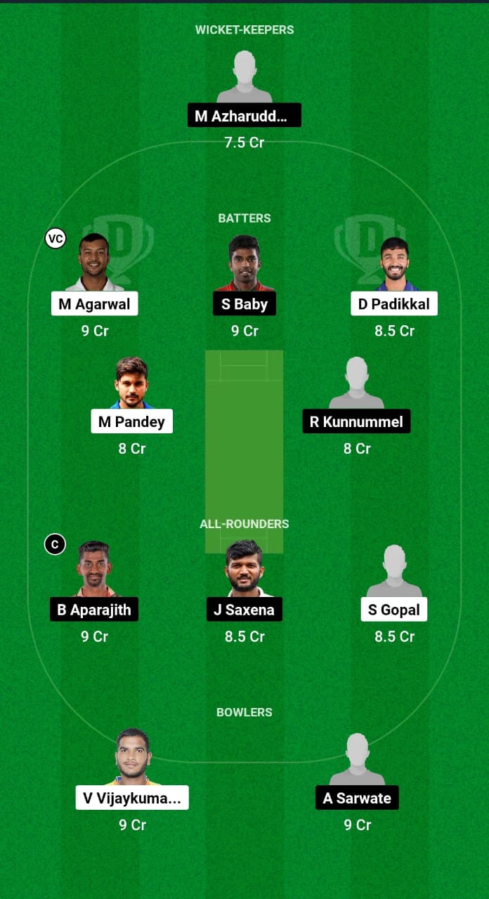 KAR vs KER Dream11 Prediction Today Match 28 India Domestic Test