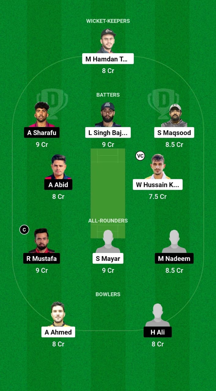 ABD vs AJM Dream11 Prediction Fantasy Cricket Tips Dream11 Team Emirates D20 Tournament 2024 