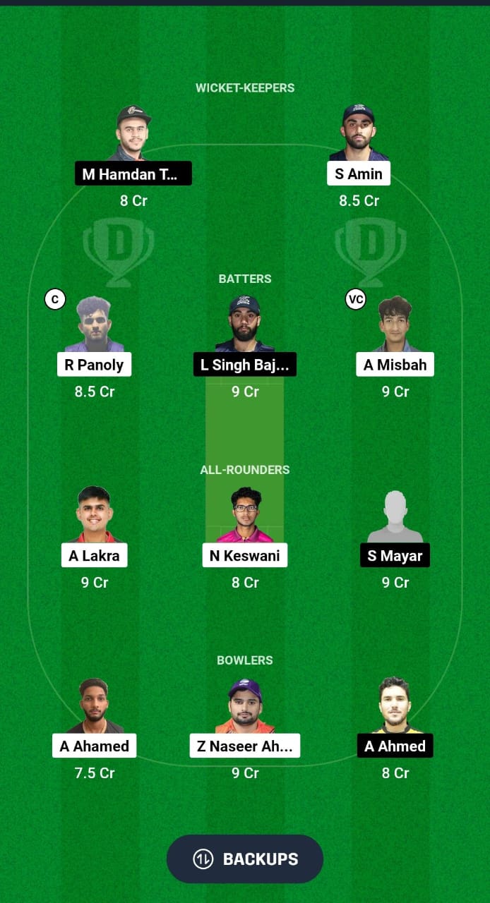 DUB vs AJM Dream11 Prediction Fantasy Cricket Tips Dream11 Team Emirates D20 Tournament 2024 