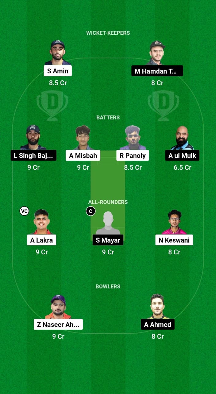 DUB vs AJM Dream11 Prediction Fantasy Cricket Tips Dream11 Team Emirates D20 Tournament 2024 