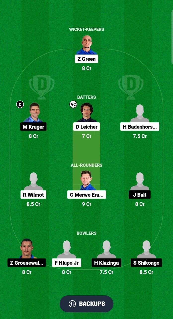 GWJ vs FRE Dream11 Prediction Fantasy Cricket Tips Dream11 Team Namibia Castle Lite T20 Franchise 2024 