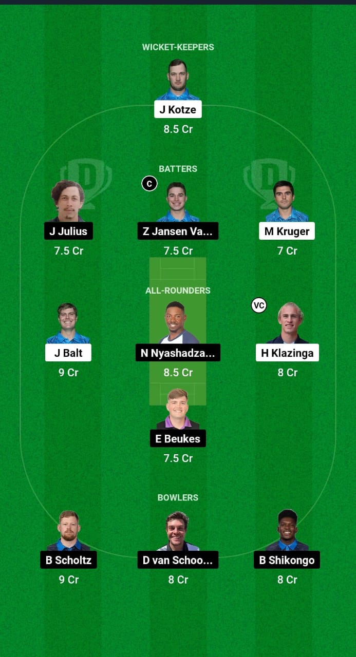 FRE vs ETW Dream11 Prediction Fantasy Cricket Tips Dream11 Team Namibia Castle Lite T20 Franchise 2024 