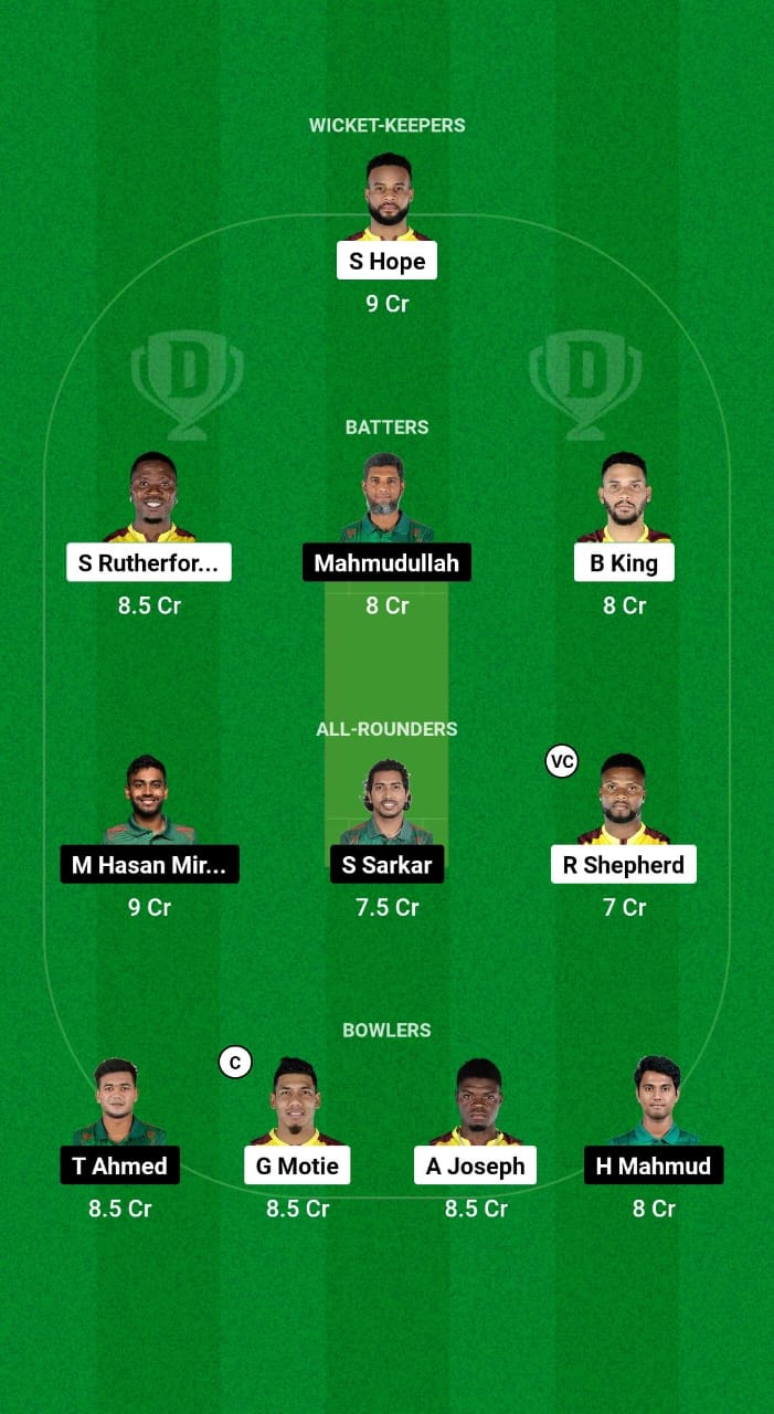 WI vs BAN Dream11 Prediction Today Match 1st ODI Bangladesh Tour of