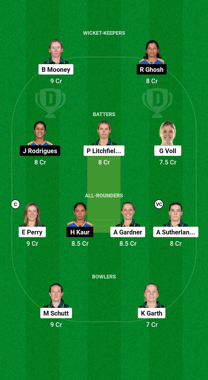 AU-W vs IN-W Dream11 Prediction Fantasy Cricket Tips Dream11 Team India Women Tour of Australia 2024 