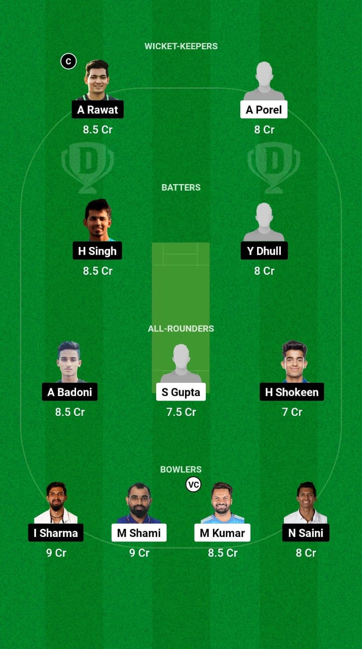 BEN vs DEL Dream11 Prediction Fantasy Cricket Tips Dream11 Team Indian Domestic OD Trophy 2024 