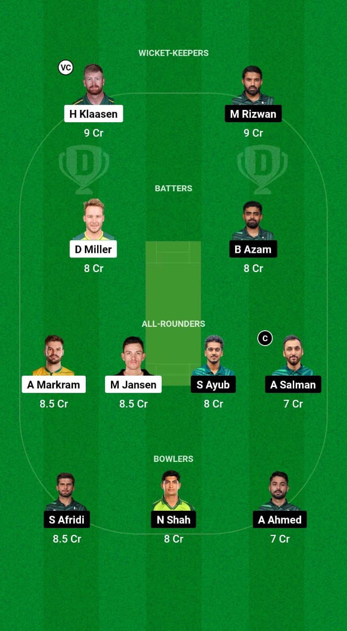 SA vs PAK Dream11 Prediction Fantasy Cricket Tips Dream11 Team Pakistan Tour of South Africa