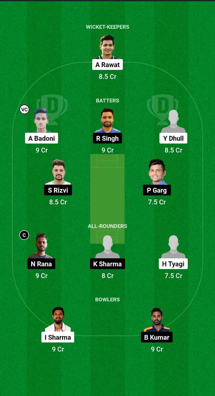 DEL vs UP Dream11 Prediction Fantasy Cricket Tips Dream11 Team Indian Domestic T20 Trophy