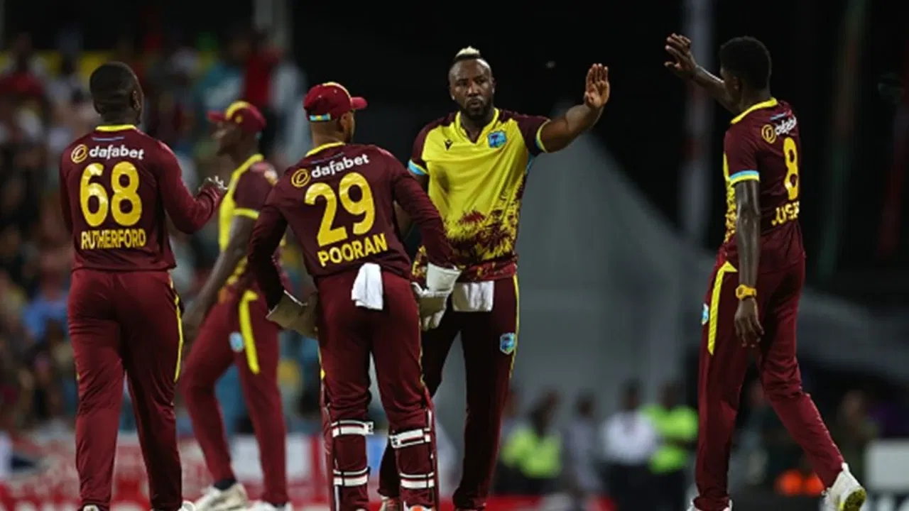 Andre Russell and Alzarri Joseph of West Indies