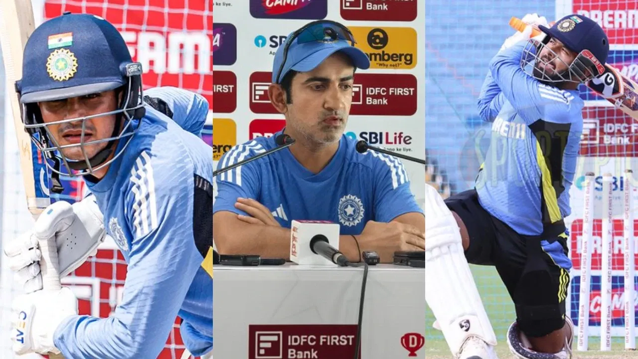 Shubman Gill, Gautam Gambhir and Rishabh Pant