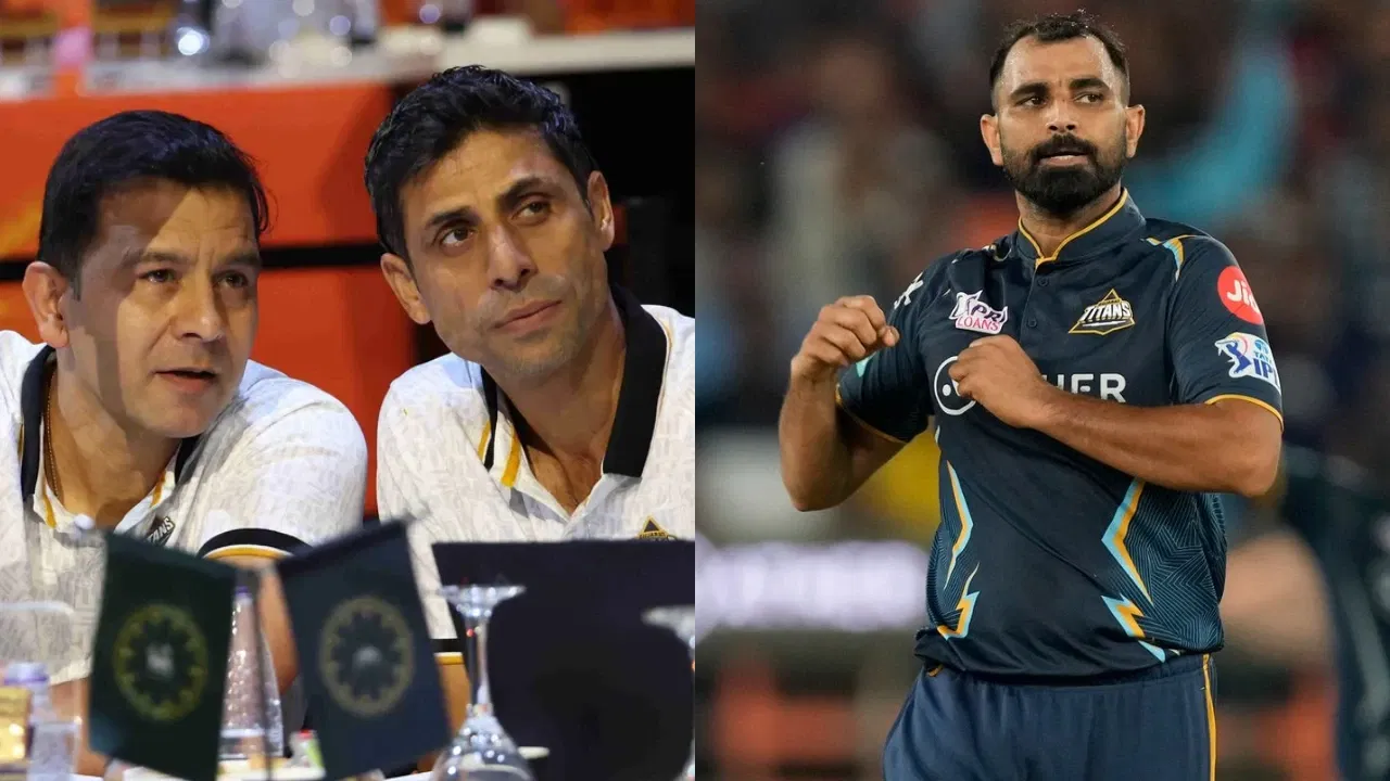 Gujarat Titans head coach Ashish Nehra and Mohammed Shami