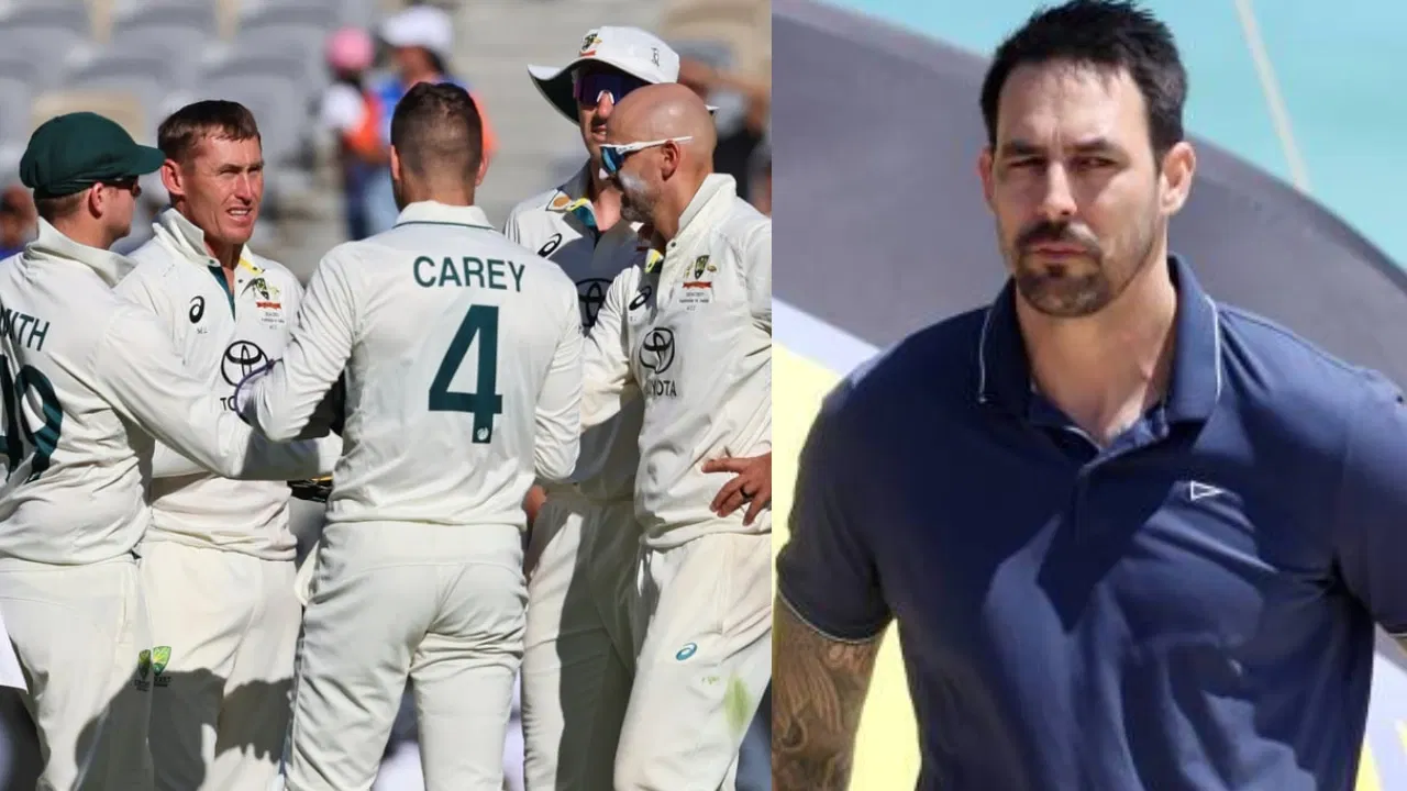 Marnus Labuschagne of Australia and Mitchell Johnson