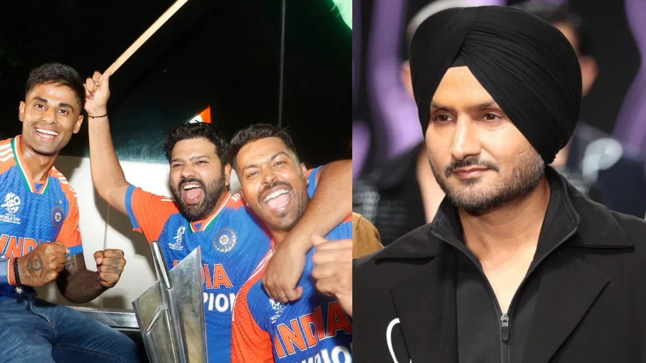 Hardik Pandya,  Suryakumar Yadav and Harbhajan Singh