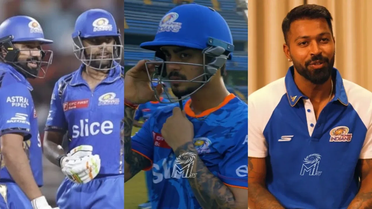 Rohit Sharma, Suryakumar Yadav, Ishan Kishan and Mumbai Indians skipper Hardik Pandya