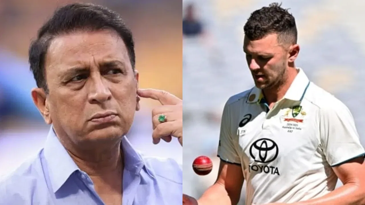 Sunil Gavaskar and Josh Hazlewood of Australia