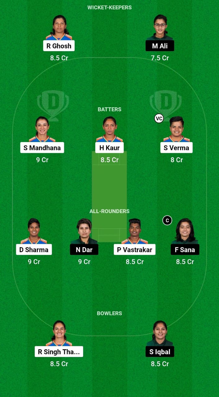 IN-W vs PK-W Dream11 Prediction Fantasy Cricket Tips Dream11 Team ICC T20 Womens World Cup 2024