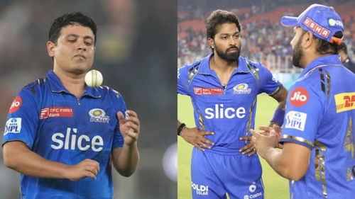 Mumbai Indians Rohit Sharma Piyush Chawla and Hardik Pandya