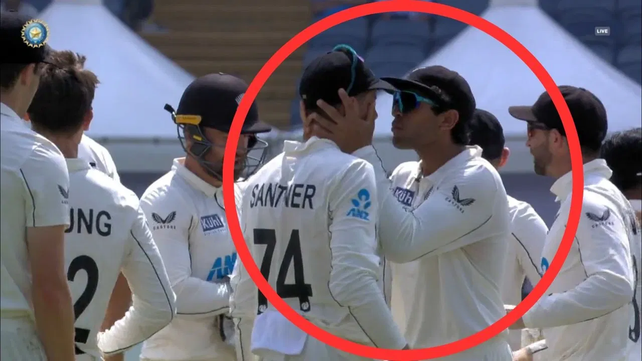 Watch Rachin Ravindra Nearly Smooches Mitchell Santner In Joyful Celebration After Rishabh Pants Wicket