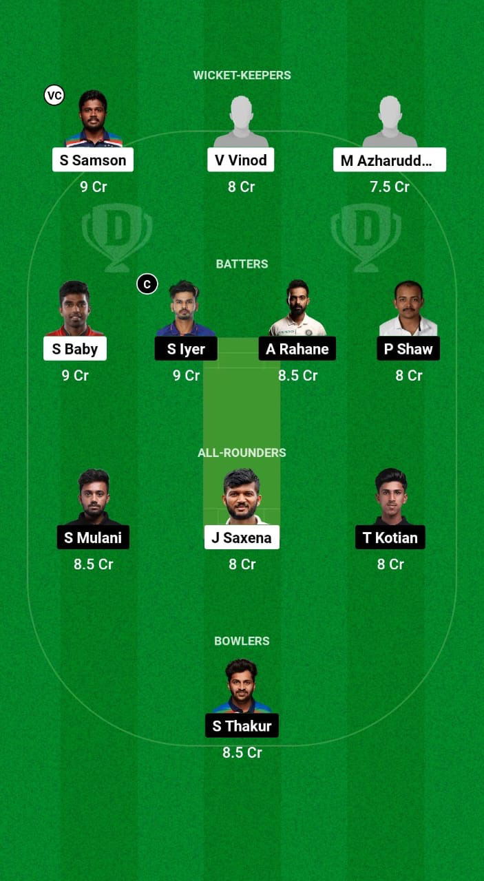 KER vs MUM Dream11 Prediction Fantasy Cricket Tips Dream11 Team Indian Domestic T20 Trophy