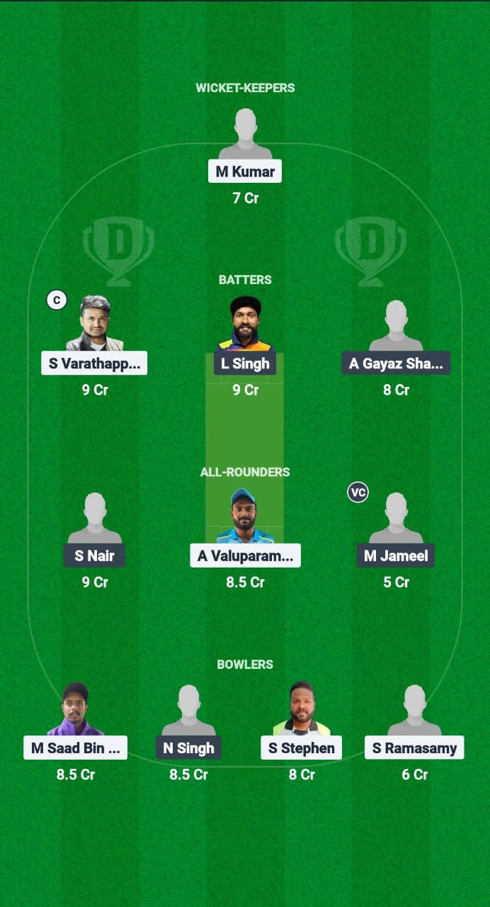 KRM vs SBS Dream11 Prediction Fantasy Cricket Tips Dream11 Team Kuwait Challengers League A T20