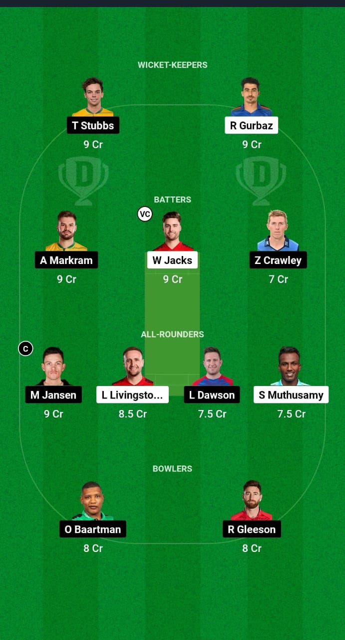 PC vs SEC Dream11 Prediction Fantasy Cricket Tips Dream11 Team ECS T10 SA20 League 2025 