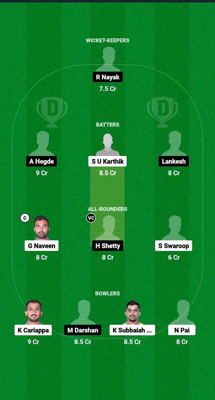 KRH vs UL Dream11 Prediction Fantasy Cricket Tips Dream11 Team Karnataka Coastal Big Bash League T20 2025 