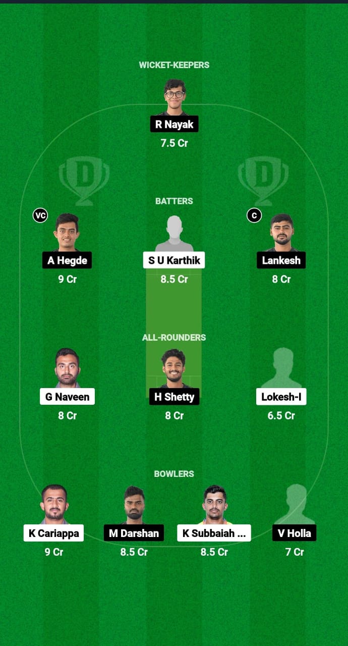 KRH vs UL Dream11 Prediction Fantasy Cricket Tips Dream11 Team Karnataka Coastal Big Bash League T20 2025 