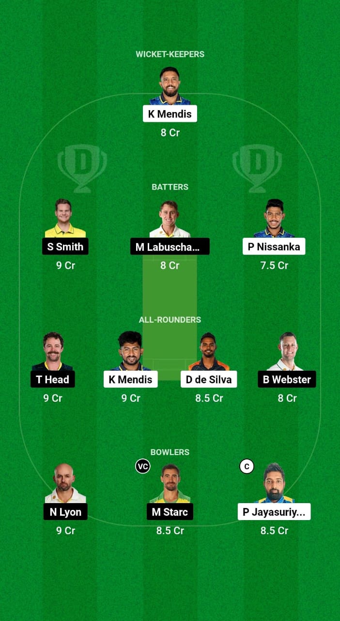 SL vs AUS Dream11 Prediction Fantasy Cricket Tips Dream11 Team Australia Tour of Sri Lanka 2025 