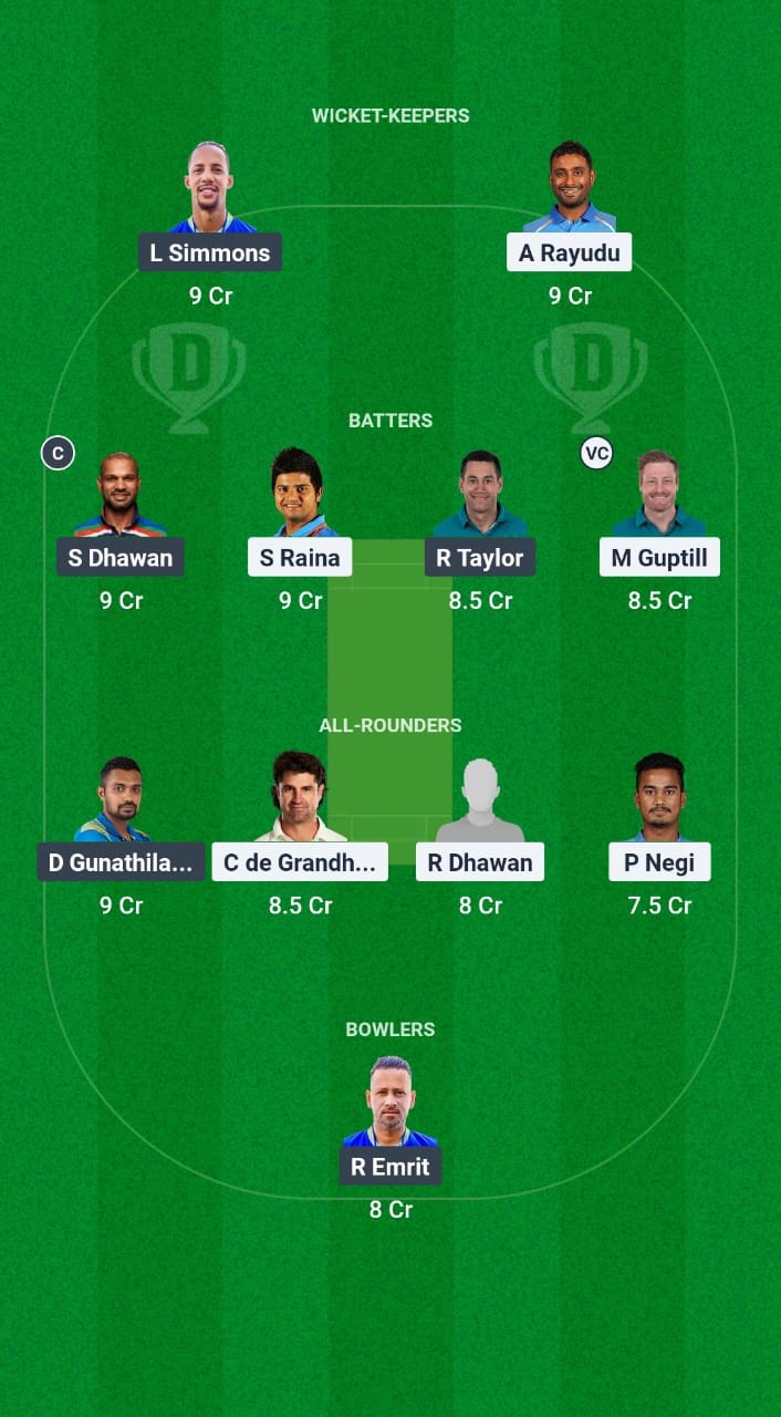 CW vs DLR Dream11 Prediction Fantasy Cricket Tips Dream11 Team Legends 90 - T20 2025 