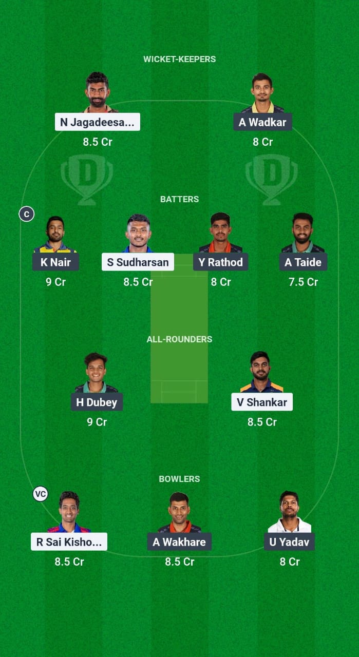 TN vs VID Dream11 Prediction Fantasy Cricket Tips Dream11 Team India Domestic Test Championship 2024-25 