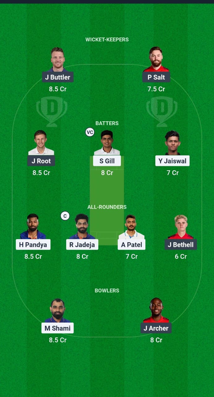 IND vs ENG Dream11 Prediction Fantasy Cricket Tips Dream11 Team England Tour of India 2025 