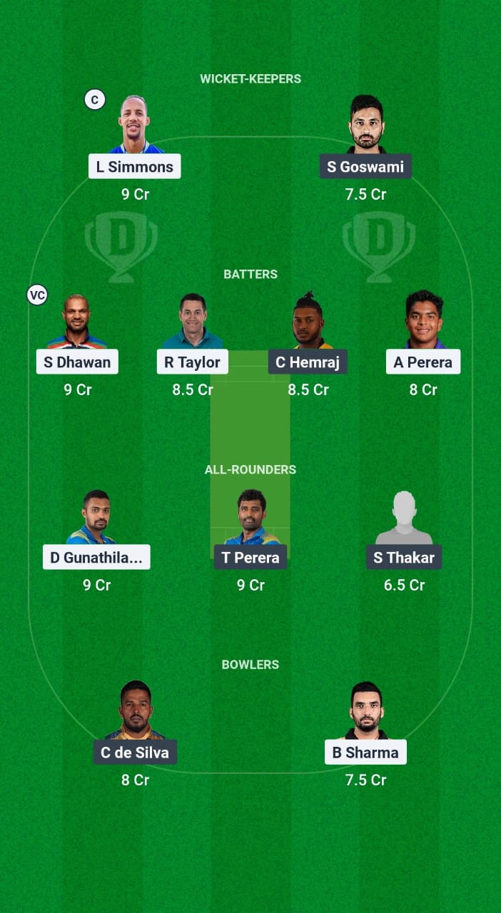 DLR vs GJS Dream11 Prediction Fantasy Cricket Tips Dream11 Team Legends 90 - T20 2025 