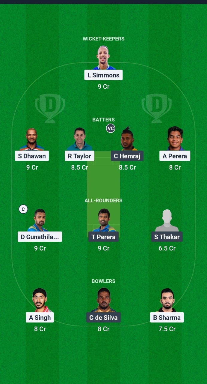 DLR vs GJS Dream11 Prediction Fantasy Cricket Tips Dream11 Team Legends 90 - T20 2025 