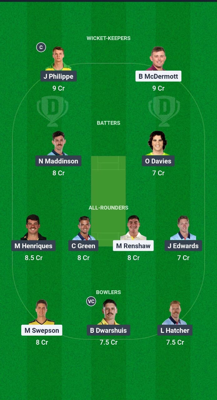 QUN vs NSW Dream11 Prediction Fantasy Cricket Tips Dream11 Team Australian Men's ODD 2024-25 